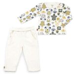 Hier het leuke ecru kleurige shirtje met lange mouw Fearless - Friends uit de collectie van Frogs and Dogs. Het ecru kleurige shirtje Fearless - Friends heeft een all-over bedrukking van verschillende dieren waaronder een kikker, bij, schildpad & een hondje. Het shirtje is gemaakt van rekbaar katoen en met het leuke printje goed te combineren met de andere items van deze collectie.
