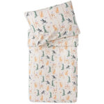 Dit leuke ecru kleurige dekbedovertrek Jungle Jambo komt uit de collectie van Jollein. Het dekbedovertrek een heeft leuke jungle dieren print en is geschikt voor een ledikantformaat dekbed. Het overtrek heeft een handige opening aan de onderkant, zodat je het dekbed er gemakkelijk in kunt schudden. Daarnaast wordt het geleverd met een kussensloop (60x40 cm). In Jungle Jambo komt de wildernis tot leven met schattige jungledieren die de nieuwsgierigheid van jouw kleintje prikkelen. Deze print speelse straalt de vreugde en levendigheid van de jungle uit, waar kleine avonturiers hun eerste ontdekkingen zullen doen.
