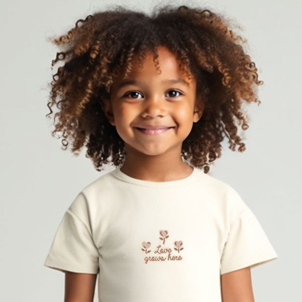 Dit lieve t-shirtje in de zachte tint Sheer Pink komt uit de Love Garden collectie van Frogs and Dogs. De kleur Sheer Pink is een subtiele beige tint met een vleugje roze. Op de voorzijde van het shirtje staat de tekst "Love Grown Here", met drie schattige bloemetjes. Tot en met maat 86 zitten er op de linkerschouder drukknoopjes, zodat het shirtje voor de kleintjes makkelijker aan- en uitgetrokken kan worden. De mouwtjes en onderkant zijn netjes omgezoomd, wat zorgt voor een mooie afwerking.