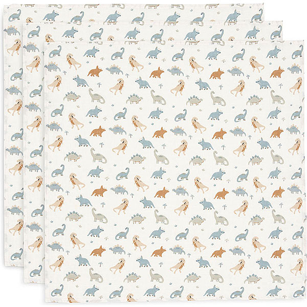Deze heerlijke multidoeken Roarsome komen uit de collectie van Jollein. De doeken hebben een ecru kleur met een vrolijke print van verschillende dino’s in diverse kleuren. Met een afmeting van 70 x 70 cm zijn deze hydrofiele doeken multifunctioneel en onmisbaar in de babyuitzet.