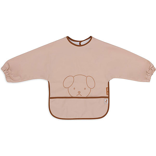 Deze roze slab met mouwen Peekaboo uit de collectie van Jollein is fantastisch! Het is een soort schortje dat de kleertjes van jouw baby of dreumes extra goed beschermt dankzij de mouwtjes. En waarom zit er aan de onderkant een dubbele laag stof? Daar is over nagedacht! Tijdens het zelfstandig eten kan er gemakkelijk voedsel langs het kinnetje op de slab druipen.