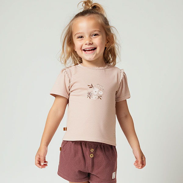 Kinder T-shirt Bloom roze met bloemenprint – Frogs and Dogs