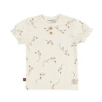 Baby shirtje met bloemenprint en schulpmouwtjes in gebroken wit - Summer Flowers collectie.