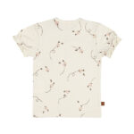 Baby shirtje met bloemenprint en schulpmouwtjes in gebroken wit - Summer Flowers collectie.