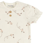 Baby shirtje met bloemenprint en schulpmouwtjes in gebroken wit - Summer Flowers collectie.