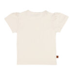 Crèmekleurig baby t-shirtje met lavendelkleurig hartje, pofmouwtjes en drukknoopsluiting uit de Frogs and Dogs collectie.