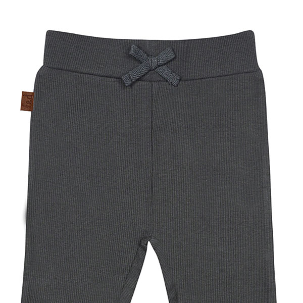 Antracietkleurige babylegging van ribstof met elastische tailleband, strikje en nette afwerking uit de Amour-collectie van Frogs and Dogs