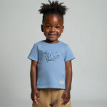 Blauw baby t-shirtje voor jongens met dolfijnenprint uit de Sun and Sand collectie van Frogs and Dogs. Met korte mouw en schouderknoopjes.