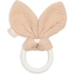 Bijtring Bunny Ears van Jollein in moonstone met siliconen ring en zachte stoffen oortjes