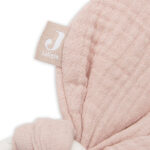 Jollein bijtring Bunny Ears in wild rose met roze stoffen oortjes en siliconen ring