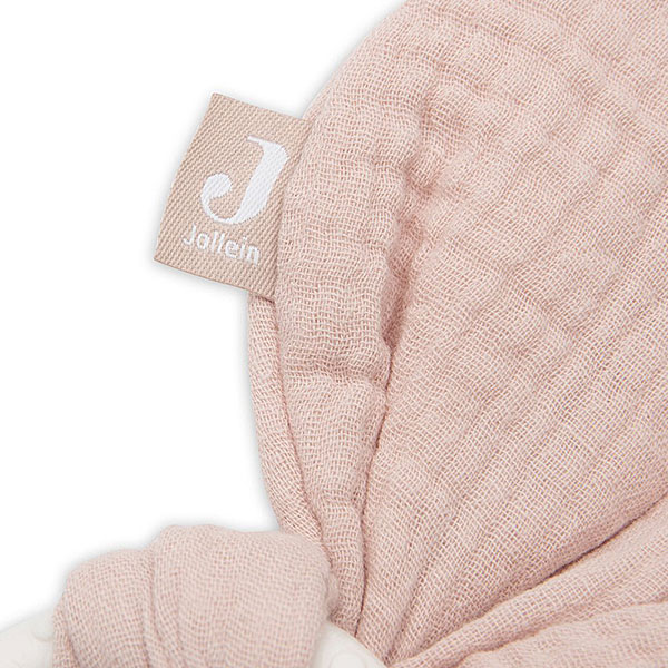 Jollein bijtring Bunny Ears in wild rose met roze stoffen oortjes en siliconen ring