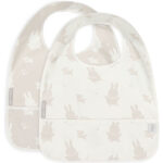 Set van 2 waterproof slabbetjes van Jollein met Nijntje & Snuffy print en opvangbakje