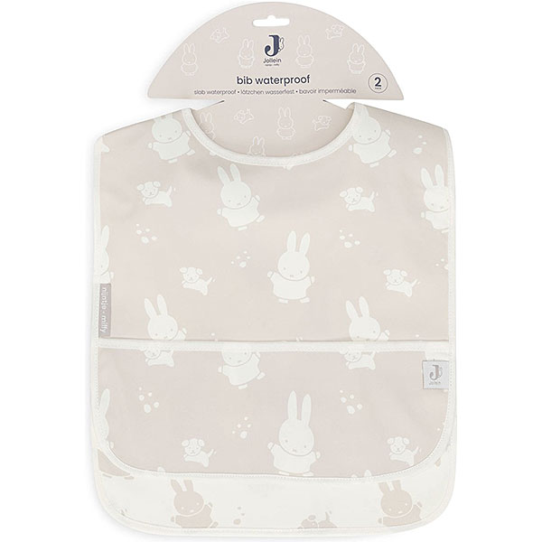 Set van 2 waterproof slabbetjes van Jollein met Nijntje & Snuffy print en opvangbakje