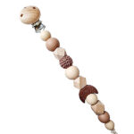 Speenkoord Leah in bruintinten met maanvormige kraal en houten clip van Happy by Lies