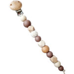 Speenkoord Loua in bruintinten met houten, siliconen en gebreide kralen van Happy by Lies