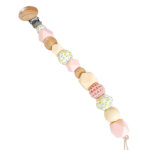 Speenkoord Milou in perzik, zalm en wit met houten clip en kralen van Happy by Lies