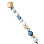 Happy by Lies speenkoord Sev met kralen in wit, gemarmerd blauw en houtkleur