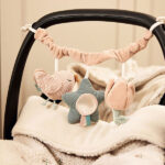 Jollein wagenspanner met tulp, vogeltje en vogelhuisje met spiegel in zachte kleuren