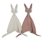 Set van 2 Nuuroo Ado knuffeldoeken in crème en roze, gemaakt van biologisch katoen