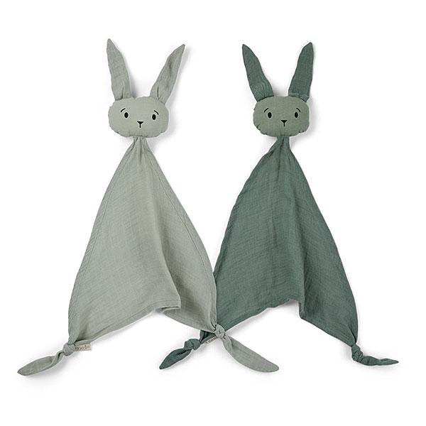 Nuuroo Ado knuffeldoekjes Light Green en Warm Green, set van 2 biologisch katoenen doekjes