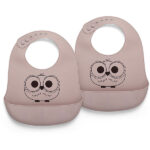 Nuuroo Alfie siliconen slabbetjes Woodrose met uilenprint, set van 2