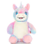 Cubbies knuffel Aurora eenhoorn met pastelkleuren, glanzende hoorn en blauwe ogen