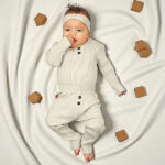 Frogs and Dogs babyset Silver Gray rib romper en legging Follow Your Heart