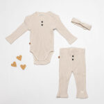 Frogs and Dogs babyset Silver Gray rib romper en legging Follow Your Heart