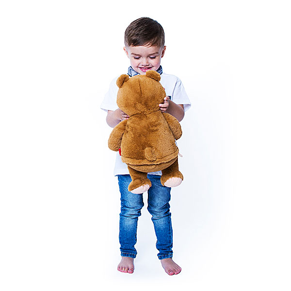 Cubbies knuffel Theodore beer met bruine vacht, zwarte ogen en verborgen rits