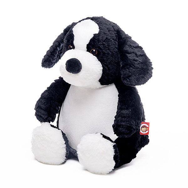Cubbies knuffel Jelly Bean border collie zwart met witte vlekken en verborgen rits