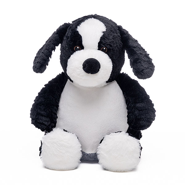Cubbies knuffel Jelly Bean border collie zwart met witte vlekken en verborgen rits