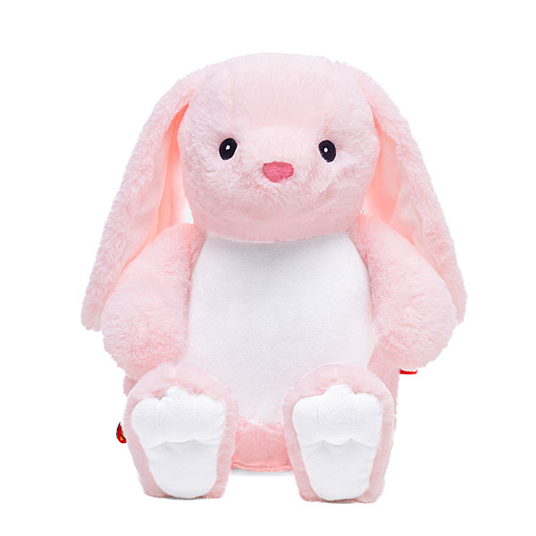 Cubbies knuffel Gracie konijn met roze vacht en witte buik. Uitneembare vulling, wasbaar en heerlijk zacht. Uniek ontwerp met verborgen rits.