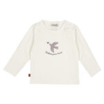 Frogs and Dogs Follow Your Heart baby & peuter shirt Bird gebroken wit met lavendel vogelprint en lange mouw