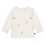 Frogs and Dogs Follow Your Heart baby & kids shirt Jet Stream gebroken wit met vogelprint en ruffel kraag