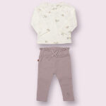 Frogs and Dogs babyshirt Follow Your Heart Jet Stream met vogelprint en ruffelkraag