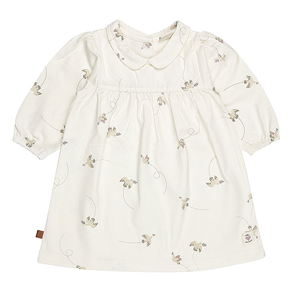 Frogs and Dogs baby & peuterjurkje Follow Your Heart Jet Stream met vogeltjesprint en ronde kraag