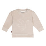 Frogs and Dogs baby en peuter velvet sweater Silver Gray met vogel en hartje