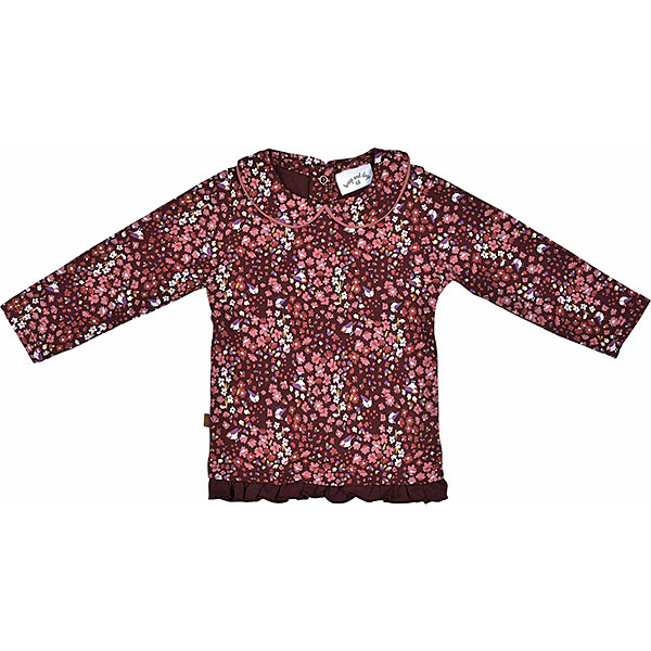 Frogs and Dogs shirt lange mouw bloemenprint en roodborstjes uit de Little Robin collectie