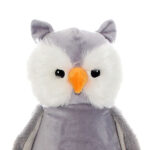 Cubbies knuffel Hooty Lou uil grijs met oranje snavel en voeten, verborgen rits