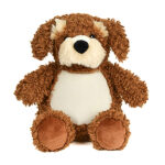 Cubbies knuffel Muchgle Buggle Cockapoo hond met krullend bruin lichaam en beige buik