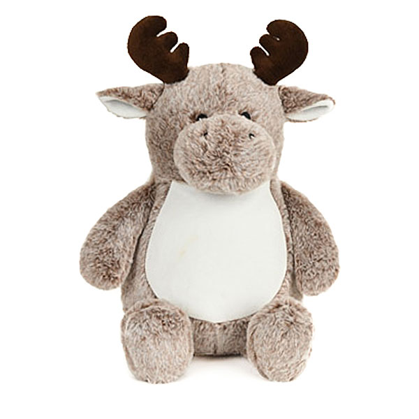 Cubbies knuffel Monty eland met bruin lichaam, witte buik en donkerbruine geweien