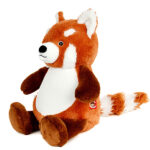 Cubbies knuffel Fu Bao rode panda met roodbruin lichaam, bruine poten en gestreepte staart