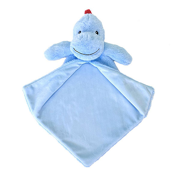 Cubbies knuffeldoekje Blueberry Luvie met blauw lichaam, zwarte ogen en rode schubben