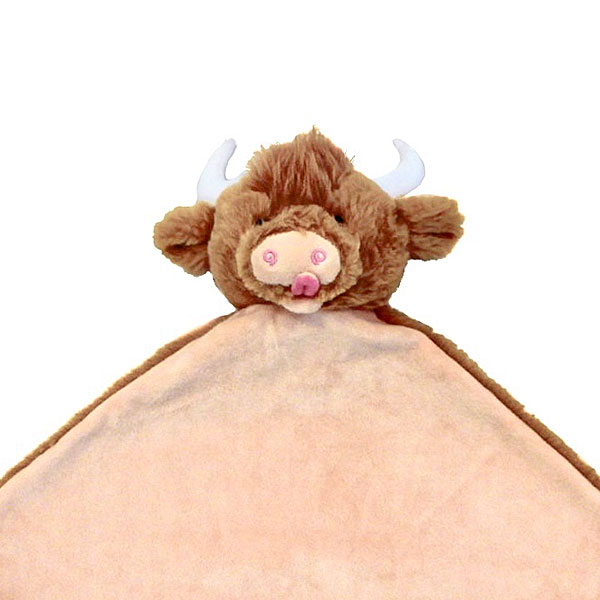 Cubbies knuffeldoekje Rufus met bruin en crèmekleurig lichaam, witte hoorns en roze neus
