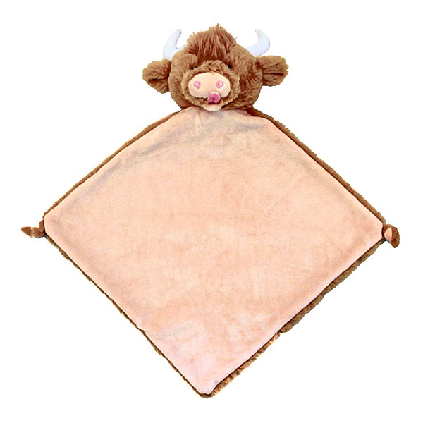 Cubbies knuffeldoekje Rufus met bruin en crèmekleurig lichaam, witte hoorns en roze neus