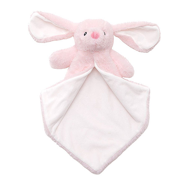 Cubbies knuffeldoekje Gracie Konijn Luvie met roze lichaam, witte buik en roze neus