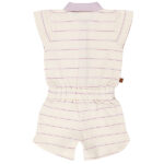 Frogs and Dogs baby & peuter zomerpakje crème met lila strepen, polokraag en elastische taille met striklint