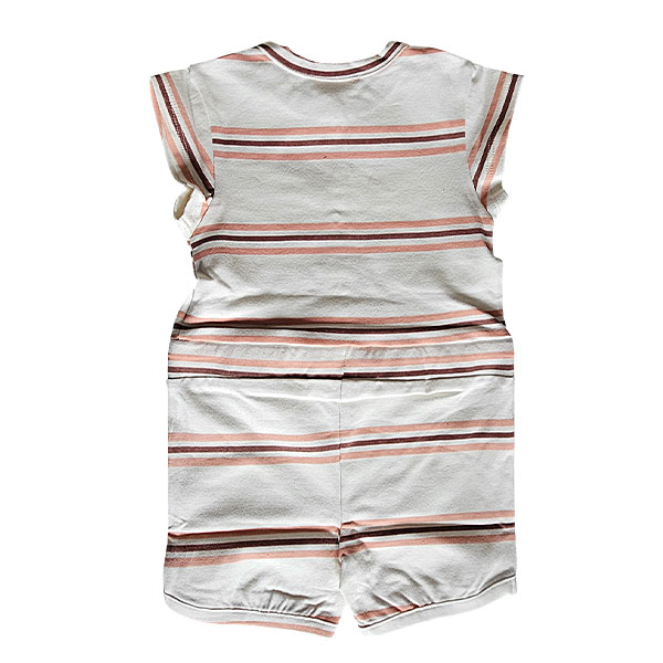 eedehands Frogs and Dogs onesie Beautiful Hearts zalmroze streepjes