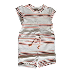 eedehands Frogs and Dogs onesie Beautiful Hearts zalmroze streepjes