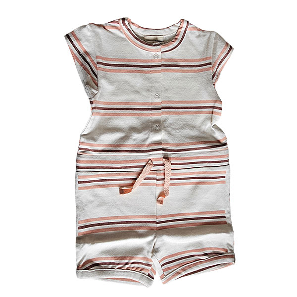 eedehands Frogs and Dogs onesie Beautiful Hearts zalmroze streepjes